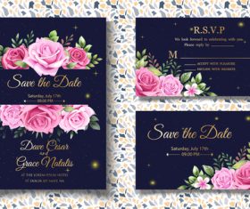 Pretty wedding invitation card vector