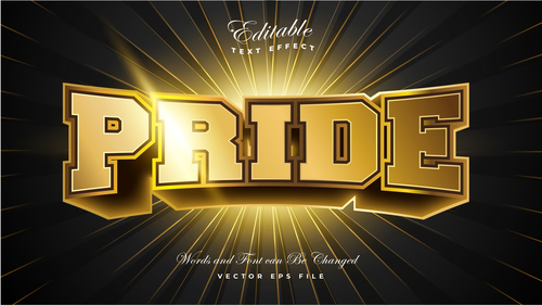 Pride 3d editable font text effect vector