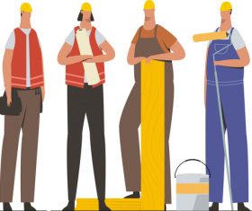 Professional construction team illustration vector