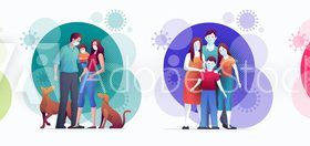 Protect family members wearing masks vector