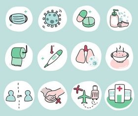 Protect yourself from coronavirus pandemic icon set vector