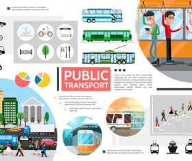 Public transport flat cartoon illustration vector
