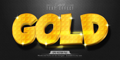 Pure golden text effect editable vector