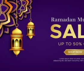 Purple Ramadan Kareem sale vector