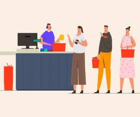 Queue line at cashier illustration vector