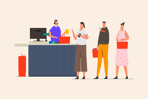 Queue line at cashier illustration vector