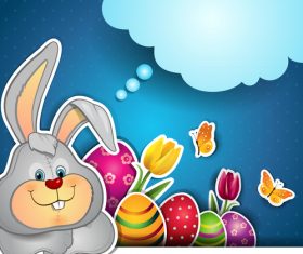 Rabbit with Easter eggs vector