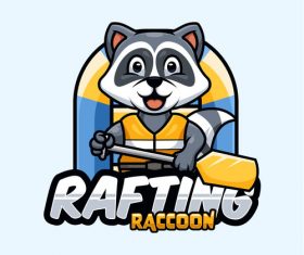 Rafting raccoon icon design vector