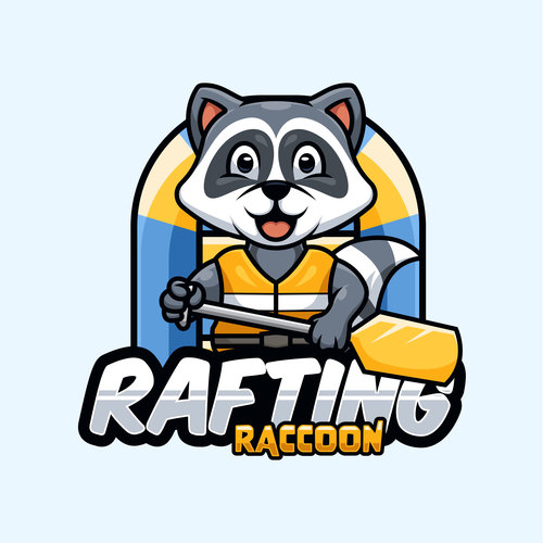 Rafting raccoon icon design vector