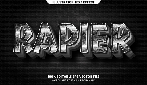 Rapier 3d editable text style effect vector