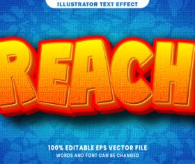 Reach 3d editable text style effect vector