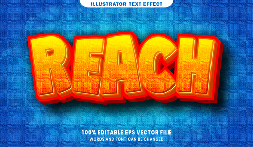 Reach 3d editable text style effect vector