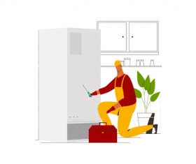 Refrigerator machine technician vector