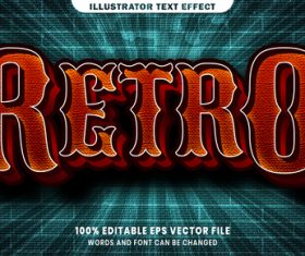 Retro 3d editable text style effect vector