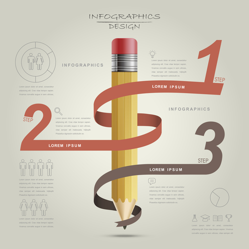 Ribbon and pencil infographic concept vector