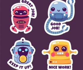 Robot stickers cartoon collection vector