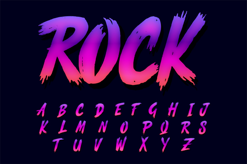 Rock and alphabet art text effect editable vector