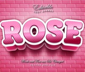 Rose 3d effect text design vector