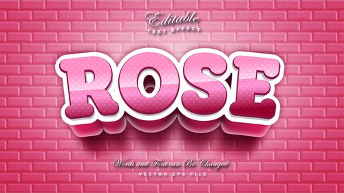 Rose 3d effect text design vector