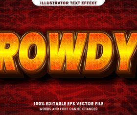 Rowdy 3d editable text style effect vector