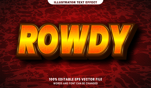 Rowdy 3d editable text style effect vector