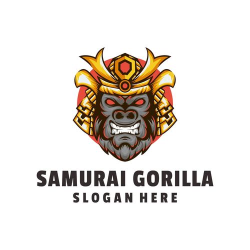 Samurai gorilla logo vector