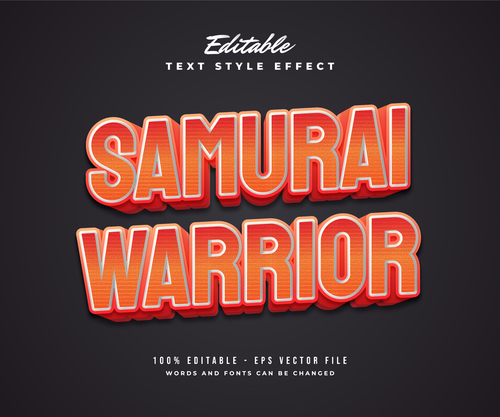 Samurai warrior text effect editable vector