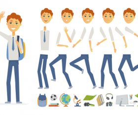 Schoolboy in uniform character constructor vector