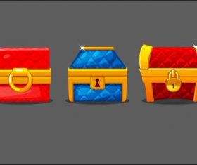 Set of chests different colored with locks vector