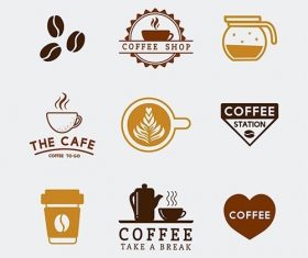 Set of coffee logo and coffee accessories vector