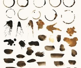 Set of coffee splatter stain vector