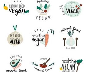 Set of healthy vegan logo vectors