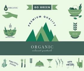 Set of organic and go green icons vector