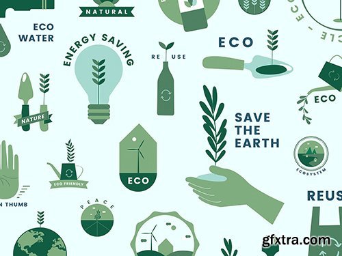 Set of organic and go green icons vector