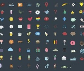 Set of random and popular icons