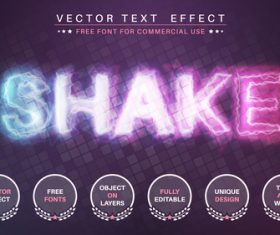 Shake 3d editable text style effect vector