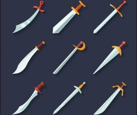 Sharp blades flat icon set vector