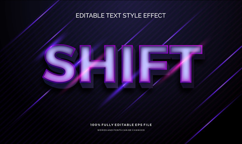Shift editable text effect vector