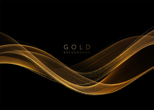 Shiny golden wavy abstract background vector