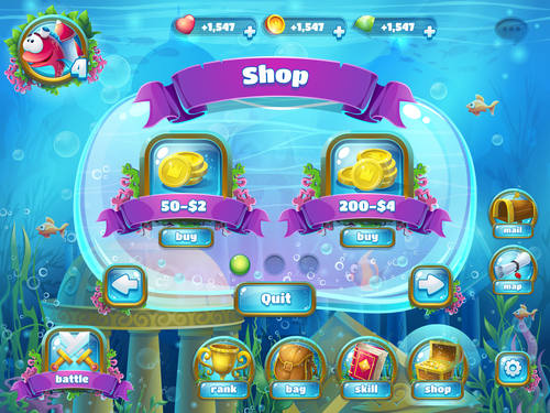 Shop game interface design vector