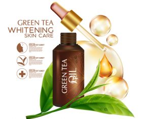 Skin care green tea oil vector