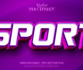 Sport font 3d editable text style effect vector