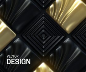 Square gold and black abstract background vector