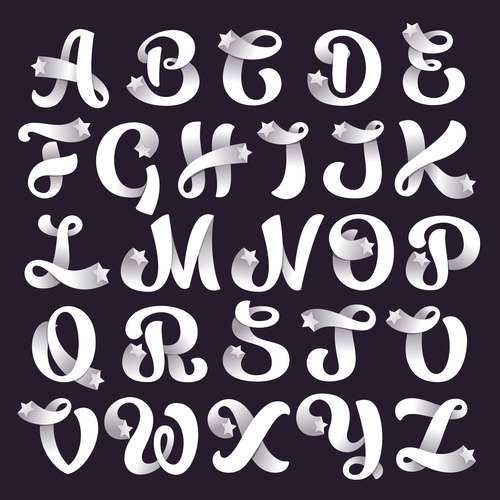 Star white alphabet decoration design vector