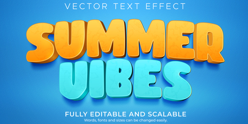 Summer vibes 3d effect text design vector