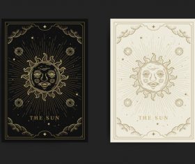 Sun tarot esoteric boho style design vector