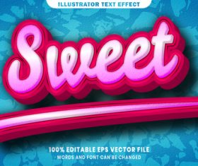 Sweet 3d editable text style effect vector