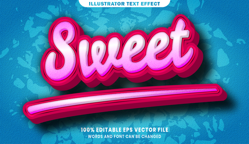 Sweet 3d editable text style effect vector