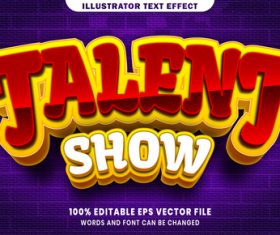 Talent show 3d editable text style effect vector
