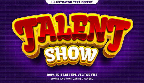 Talent show 3d editable text style effect vector